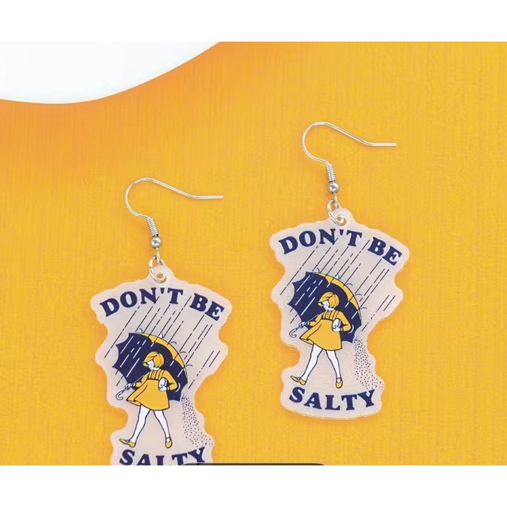 Don't Be Salty Girl Umbrella Rain Drop‎ Dangle Earrings for Women